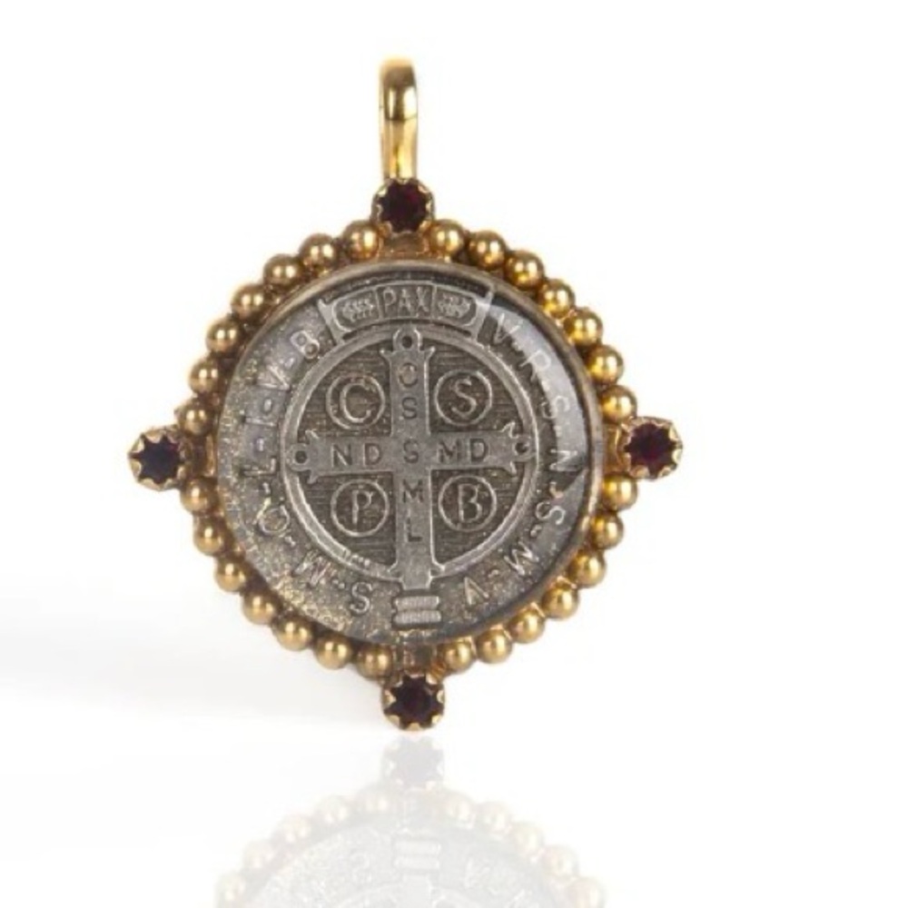 Virgins Saints & Angels San Benito Bespoke Gold Medallion Garnet NWT